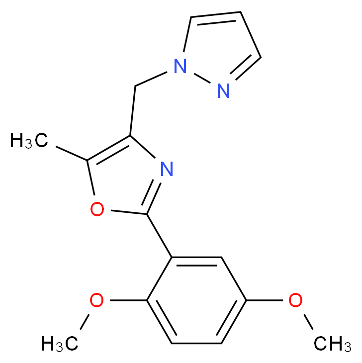 2-(2,5-dimethoxyphenyl)-5-methyl-4-(1H-pyrazol-1-ylmethyl)-1,3-oxazole_Molecular_structure_CAS_)