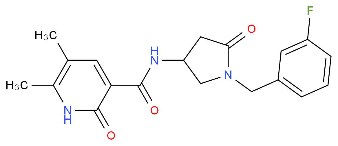 N-[1-(3-fluorobenzyl)-5-oxo-3-pyrrolidinyl]-5,6-dimethyl-2-oxo-1,2-dihydro-3-pyridinecarboxamide_Molecular_structure_CAS_)
