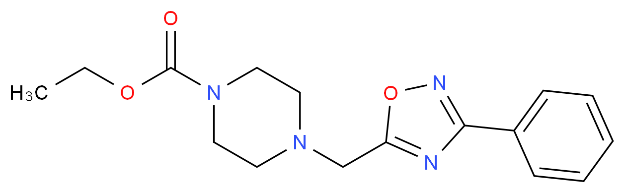 ethyl 4-[(3-phenyl-1,2,4-oxadiazol-5-yl)methyl]-1-piperazinecarboxylate_Molecular_structure_CAS_)
