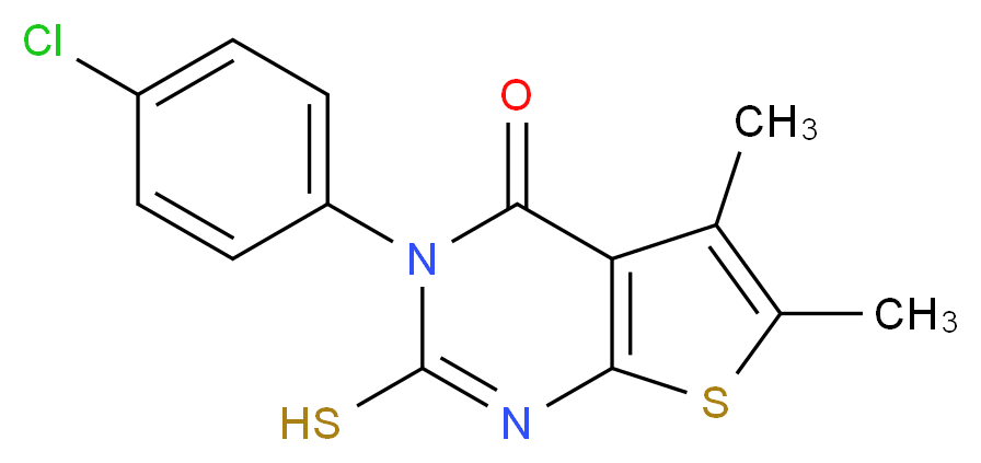 3-(4-chlorophenyl)-2-mercapto-5,6-dimethylthieno[2,3-d]pyrimidin-4(3H)-one_Molecular_structure_CAS_)