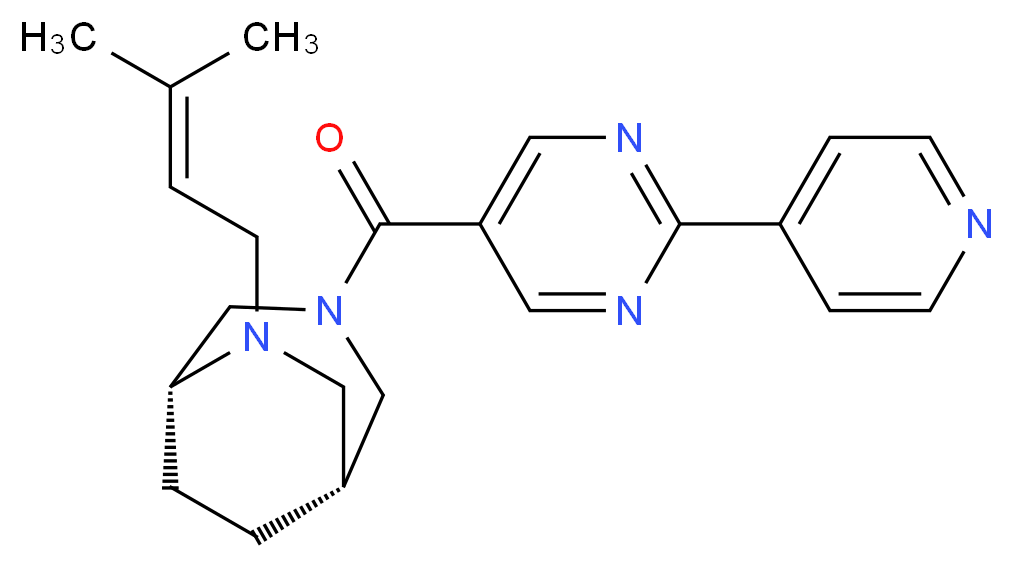 (1R*,5R*)-6-(3-methyl-2-buten-1-yl)-3-{[2-(4-pyridinyl)-5-pyrimidinyl]carbonyl}-3,6-diazabicyclo[3.2.2]nonane_Molecular_structure_CAS_)