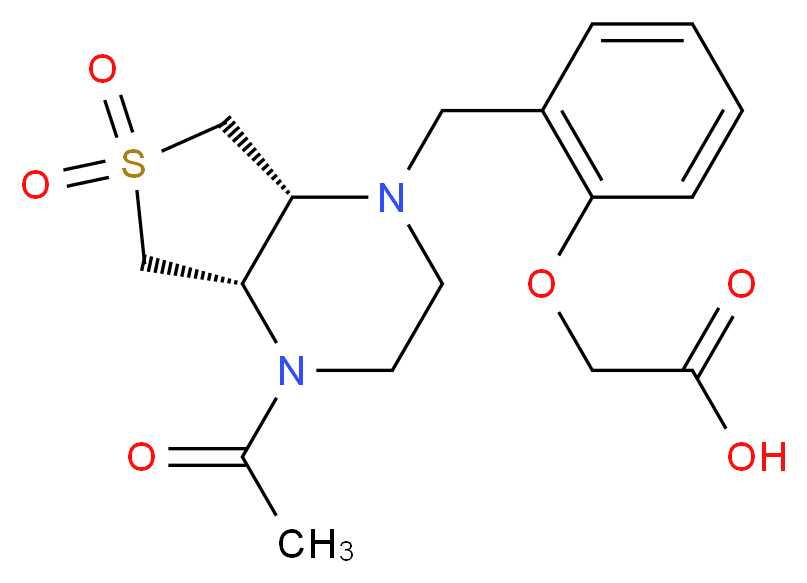 (2-{[(4aS*,7aR*)-4-acetyl-6,6-dioxidohexahydrothieno[3,4-b]pyrazin-1(2H)-yl]methyl}phenoxy)acetic acid_Molecular_structure_CAS_)