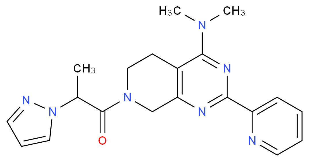 N,N-dimethyl-7-[2-(1H-pyrazol-1-yl)propanoyl]-2-pyridin-2-yl-5,6,7,8-tetrahydropyrido[3,4-d]pyrimidin-4-amine_Molecular_structure_CAS_)