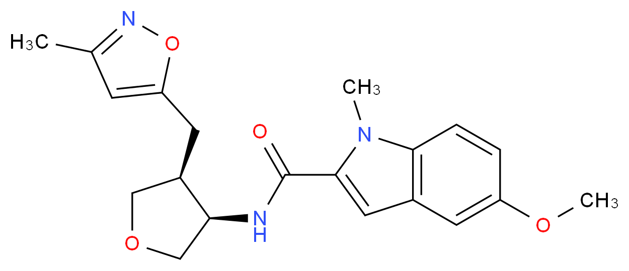 5-methoxy-1-methyl-N-{(3R*,4S*)-4-[(3-methyl-5-isoxazolyl)methyl]tetrahydro-3-furanyl}-1H-indole-2-carboxamide_Molecular_structure_CAS_)