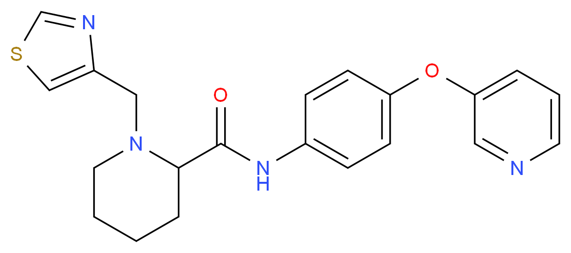 N-[4-(pyridin-3-yloxy)phenyl]-1-(1,3-thiazol-4-ylmethyl)piperidine-2-carboxamide_Molecular_structure_CAS_)
