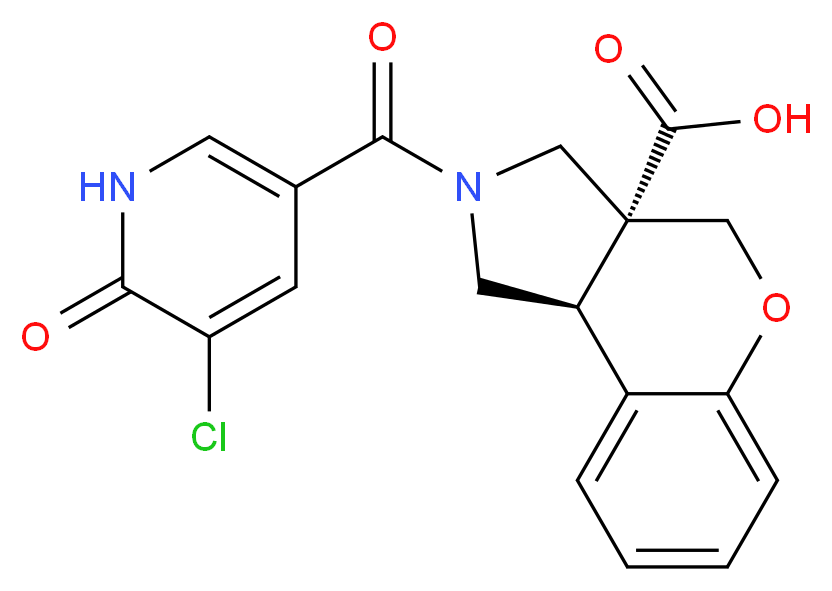 (3aR*,9bR*)-2-[(5-chloro-6-oxo-1,6-dihydropyridin-3-yl)carbonyl]-1,2,3,9b-tetrahydrochromeno[3,4-c]pyrrole-3a(4H)-carboxylic acid_Molecular_structure_CAS_)