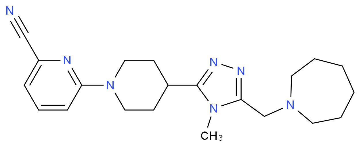 6-{4-[5-(azepan-1-ylmethyl)-4-methyl-4H-1,2,4-triazol-3-yl]piperidin-1-yl}pyridine-2-carbonitrile_Molecular_structure_CAS_)