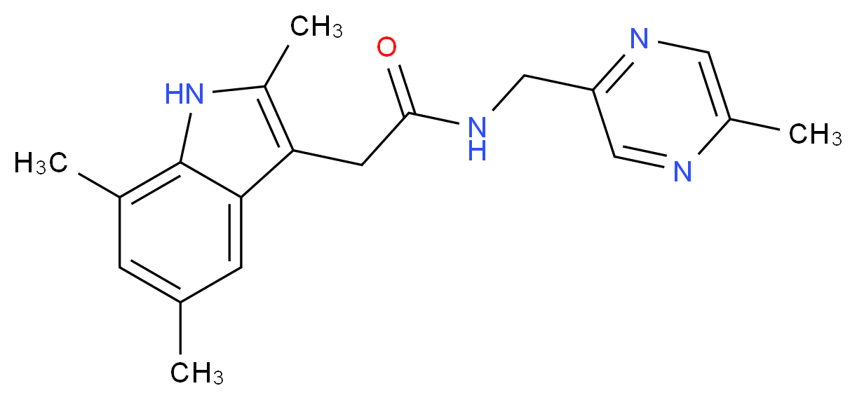 N-[(5-methylpyrazin-2-yl)methyl]-2-(2,5,7-trimethyl-1H-indol-3-yl)acetamide_Molecular_structure_CAS_)