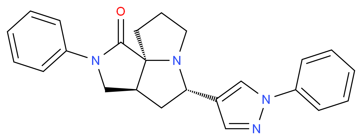 (3aS*,5S*,9aS*)-2-phenyl-5-(1-phenyl-1H-pyrazol-4-yl)hexahydro-7H-pyrrolo[3,4-g]pyrrolizin-1(2H)-one_Molecular_structure_CAS_)