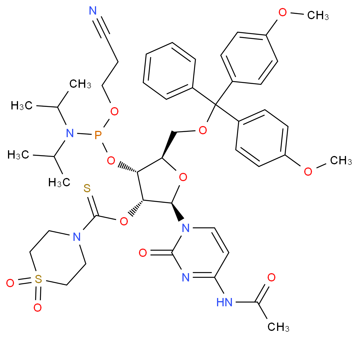 DMT-2′O-TC-rC(ac) Phosphoramidite_Molecular_structure_CAS_)