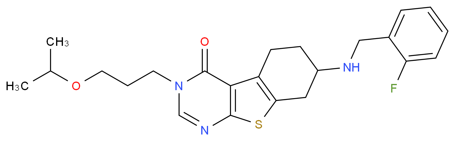 7-[(2-fluorobenzyl)amino]-3-(3-isopropoxypropyl)-5,6,7,8-tetrahydro[1]benzothieno[2,3-d]pyrimidin-4(3H)-one_Molecular_structure_CAS_)