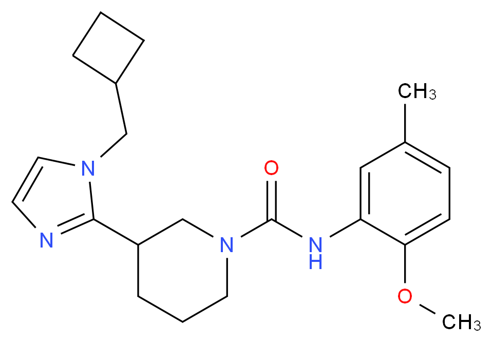 3-[1-(cyclobutylmethyl)-1H-imidazol-2-yl]-N-(2-methoxy-5-methylphenyl)piperidine-1-carboxamide_Molecular_structure_CAS_)