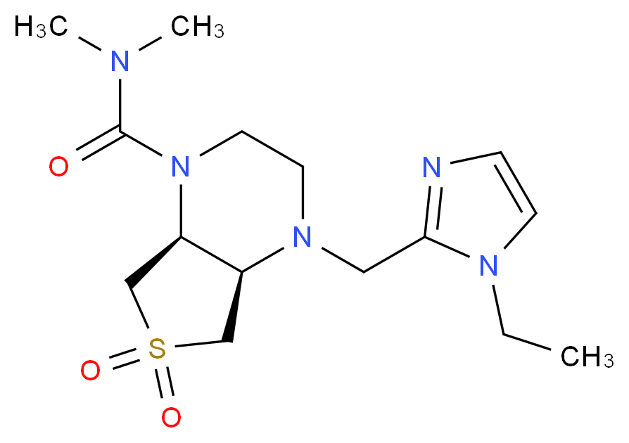 (4aR*,7aS*)-4-[(1-ethyl-1H-imidazol-2-yl)methyl]-N,N-dimethylhexahydrothieno[3,4-b]pyrazine-1(2H)-carboxamide 6,6-dioxide_Molecular_structure_CAS_)