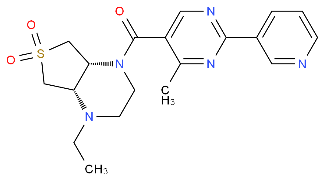(4aR*,7aS*)-1-ethyl-4-[(4-methyl-2-pyridin-3-ylpyrimidin-5-yl)carbonyl]octahydrothieno[3,4-b]pyrazine 6,6-dioxide_Molecular_structure_CAS_)