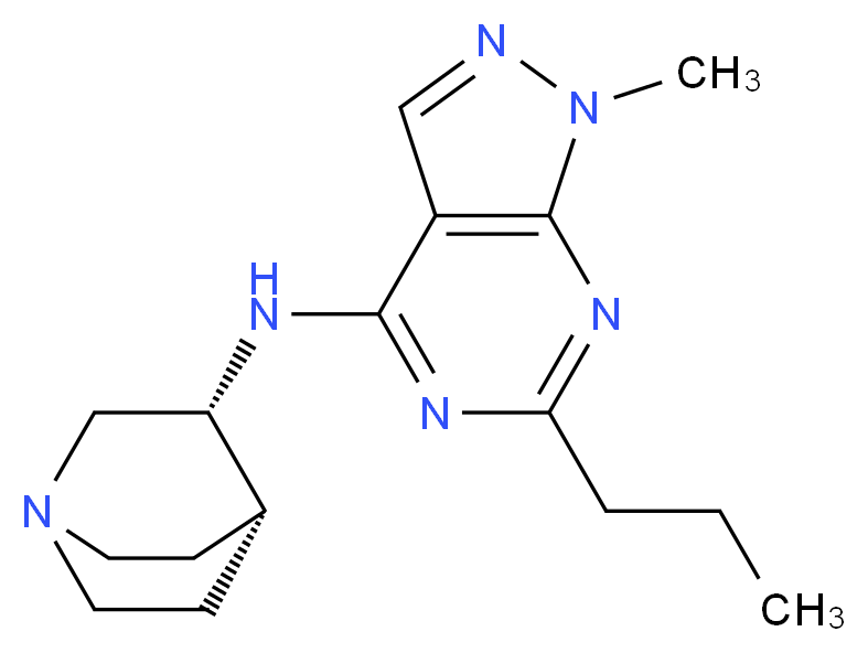 N-[(3R)-1-azabicyclo[2.2.2]oct-3-yl]-1-methyl-6-propyl-1H-pyrazolo[3,4-d]pyrimidin-4-amine_Molecular_structure_CAS_)
