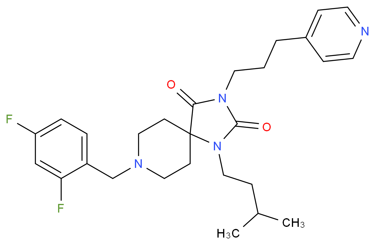 8-(2,4-difluorobenzyl)-1-(3-methylbutyl)-3-[3-(4-pyridinyl)propyl]-1,3,8-triazaspiro[4.5]decane-2,4-dione_Molecular_structure_CAS_)