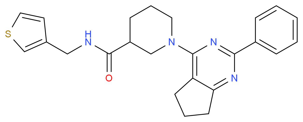 1-(2-phenyl-6,7-dihydro-5H-cyclopenta[d]pyrimidin-4-yl)-N-(3-thienylmethyl)-3-piperidinecarboxamide_Molecular_structure_CAS_)