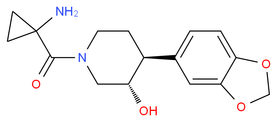 (3S*,4S*)-1-[(1-aminocyclopropyl)carbonyl]-4-(1,3-benzodioxol-5-yl)piperidin-3-ol_Molecular_structure_CAS_)