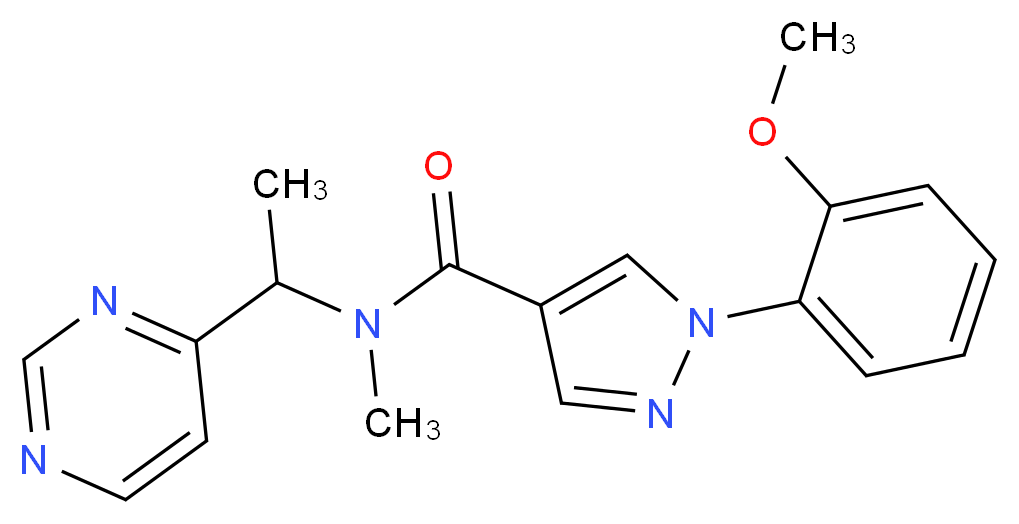 1-(2-methoxyphenyl)-N-methyl-N-[1-(4-pyrimidinyl)ethyl]-1H-pyrazole-4-carboxamide_Molecular_structure_CAS_)