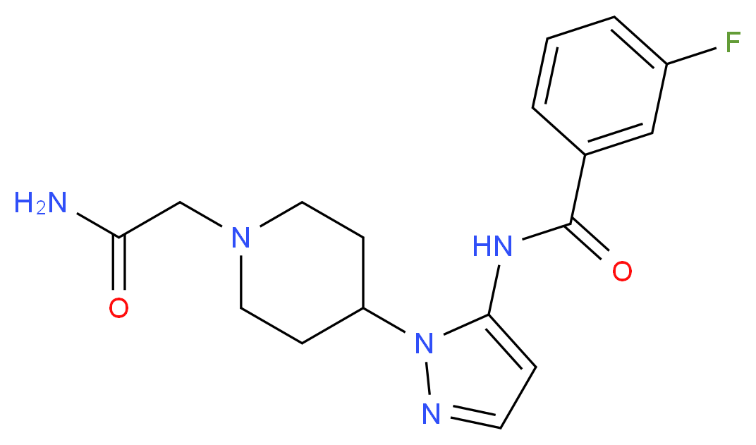 N-{1-[1-(2-amino-2-oxoethyl)piperidin-4-yl]-1H-pyrazol-5-yl}-3-fluorobenzamide_Molecular_structure_CAS_)