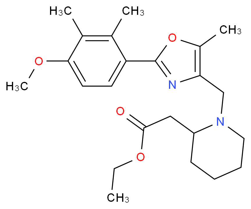 ethyl (1-{[2-(4-methoxy-2,3-dimethylphenyl)-5-methyl-1,3-oxazol-4-yl]methyl}-2-piperidinyl)acetate_Molecular_structure_CAS_)