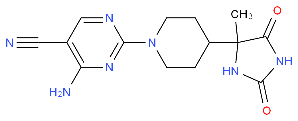 4-amino-2-[4-(4-methyl-2,5-dioxoimidazolidin-4-yl)piperidin-1-yl]pyrimidine-5-carbonitrile_Molecular_structure_CAS_)