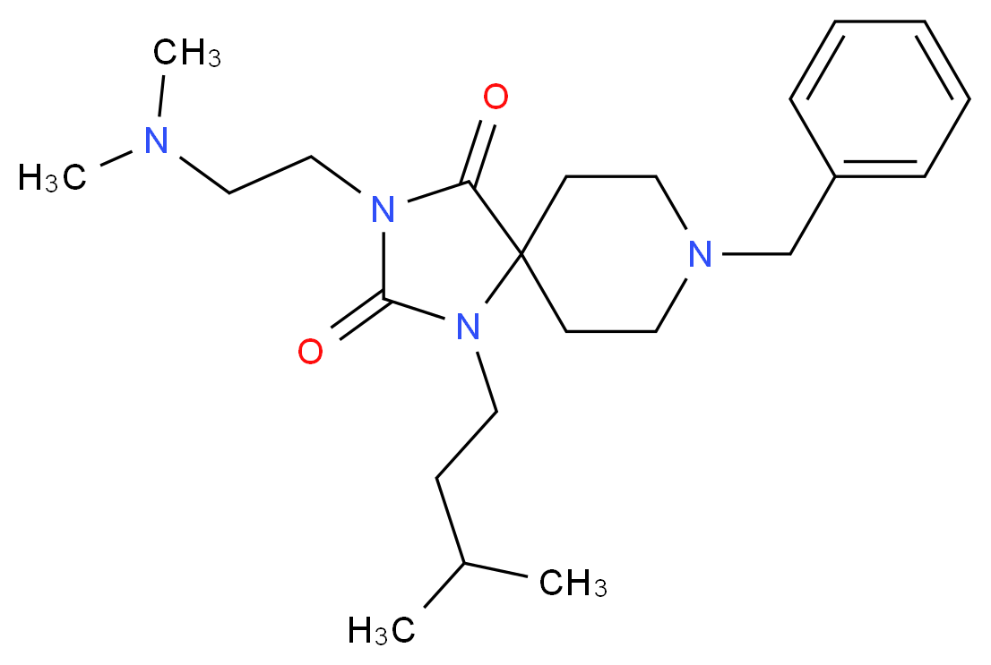 8-benzyl-3-[2-(dimethylamino)ethyl]-1-(3-methylbutyl)-1,3,8-triazaspiro[4.5]decane-2,4-dione_Molecular_structure_CAS_)