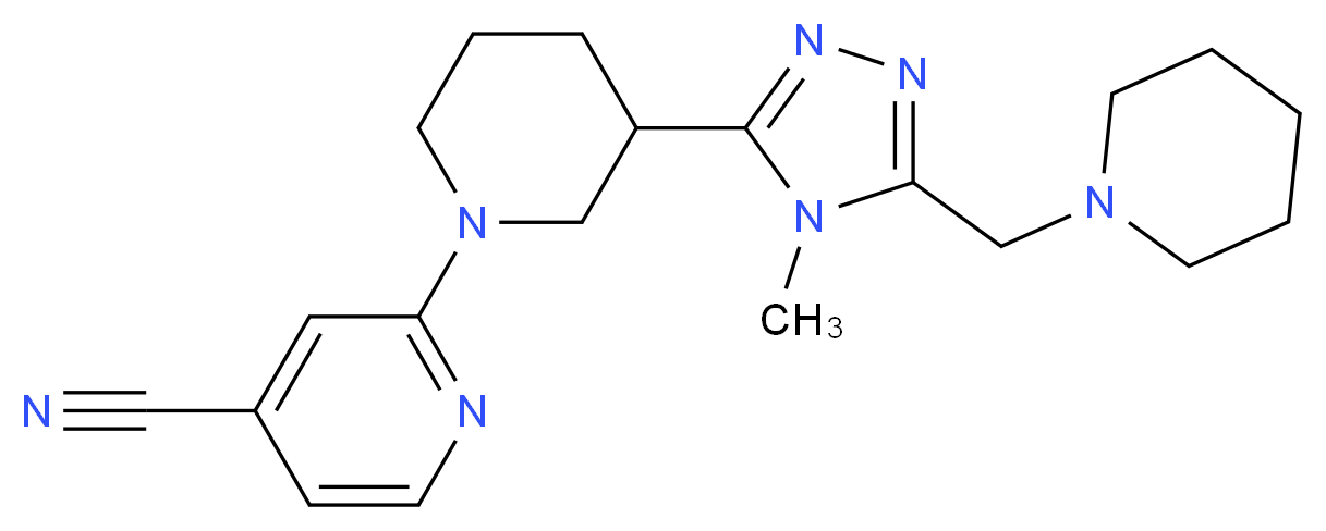 2-{3-[4-methyl-5-(piperidin-1-ylmethyl)-4H-1,2,4-triazol-3-yl]piperidin-1-yl}isonicotinonitrile_Molecular_structure_CAS_)