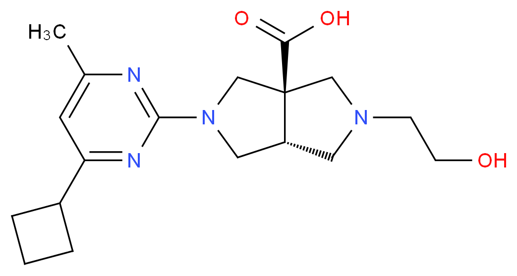 (3aR*,6aR*)-2-(4-cyclobutyl-6-methylpyrimidin-2-yl)-5-(2-hydroxyethyl)hexahydropyrrolo[3,4-c]pyrrole-3a(1H)-carboxylic acid_Molecular_structure_CAS_)
