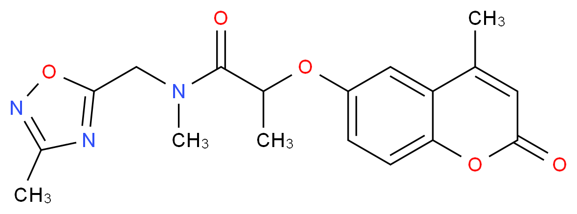 N-methyl-N-[(3-methyl-1,2,4-oxadiazol-5-yl)methyl]-2-[(4-methyl-2-oxo-2H-chromen-6-yl)oxy]propanamide_Molecular_structure_CAS_)