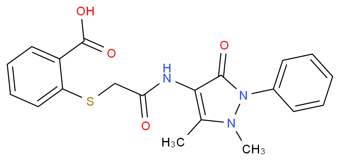 2-({2-[(1,5-dimethyl-3-oxo-2-phenyl-2,3-dihydro-1H-pyrazol-4-yl)amino]-2-oxoethyl}thio)benzoic acid_Molecular_structure_CAS_)