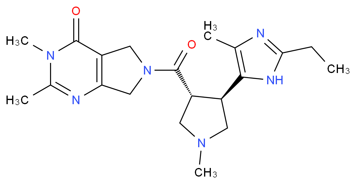 6-{[(3R*,4R*)-4-(2-ethyl-4-methyl-1H-imidazol-5-yl)-1-methylpyrrolidin-3-yl]carbonyl}-2,3-dimethyl-3,5,6,7-tetrahydro-4H-pyrrolo[3,4-d]pyrimidin-4-one_Molecular_structure_CAS_)