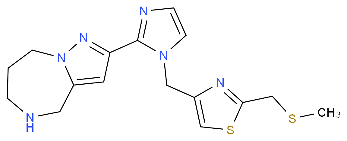 2-[1-({2-[(methylthio)methyl]-1,3-thiazol-4-yl}methyl)-1H-imidazol-2-yl]-5,6,7,8-tetrahydro-4H-pyrazolo[1,5-a][1,4]diazepine_Molecular_structure_CAS_)