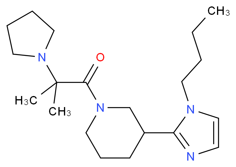 3-(1-butyl-1H-imidazol-2-yl)-1-[2-methyl-2-(1-pyrrolidinyl)propanoyl]piperidine_Molecular_structure_CAS_)