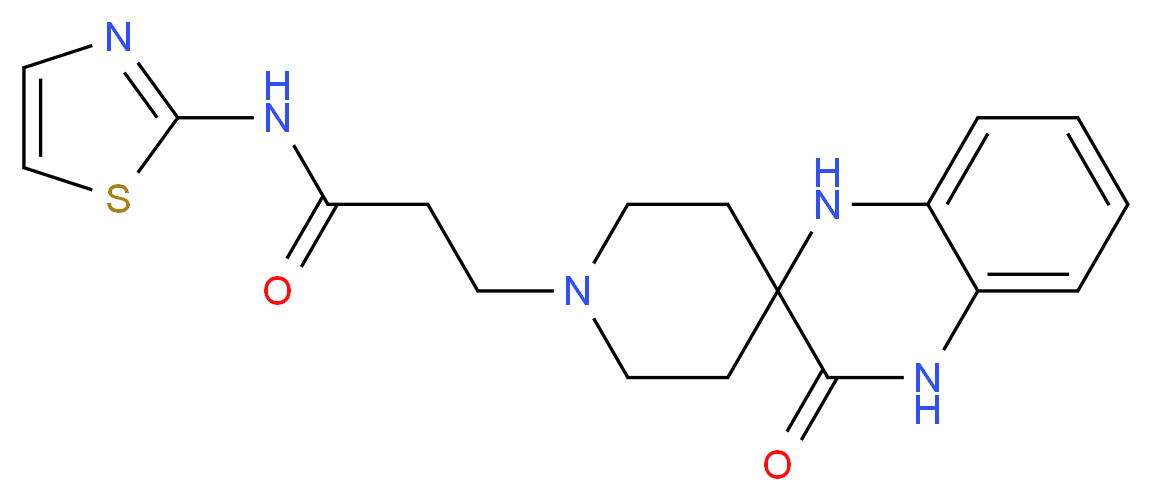 3-(3'-oxo-3',4'-dihydro-1H,1'H-spiro[piperidine-4,2'-quinoxalin]-1-yl)-N-1,3-thiazol-2-ylpropanamide_Molecular_structure_CAS_)