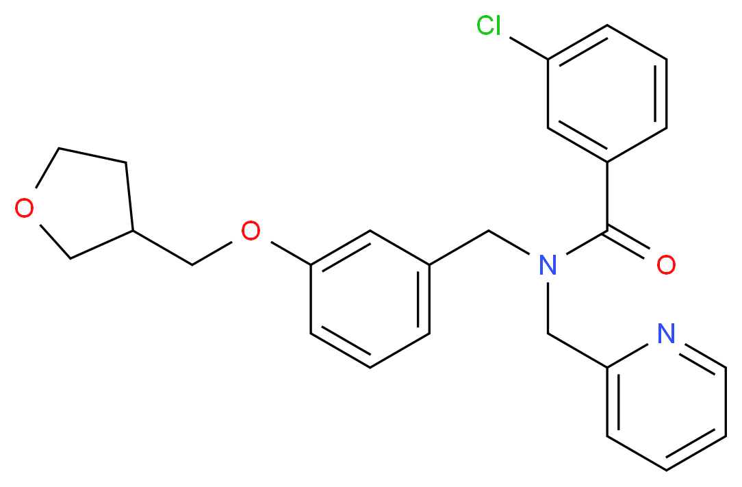 3-chloro-N-(2-pyridinylmethyl)-N-[3-(tetrahydro-3-furanylmethoxy)benzyl]benzamide_Molecular_structure_CAS_)