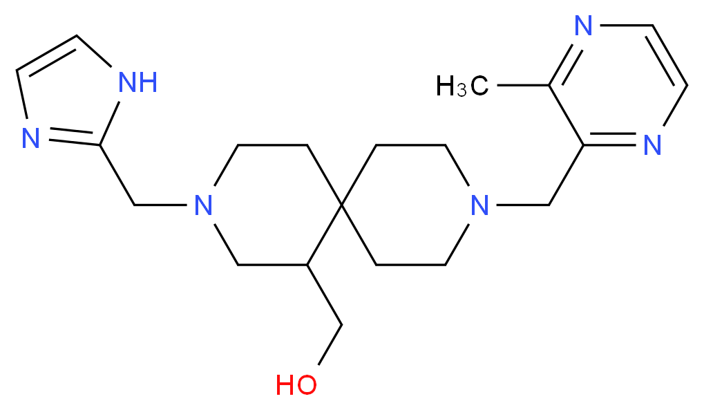 {3-(1H-imidazol-2-ylmethyl)-9-[(3-methylpyrazin-2-yl)methyl]-3,9-diazaspiro[5.5]undec-1-yl}methanol_Molecular_structure_CAS_)