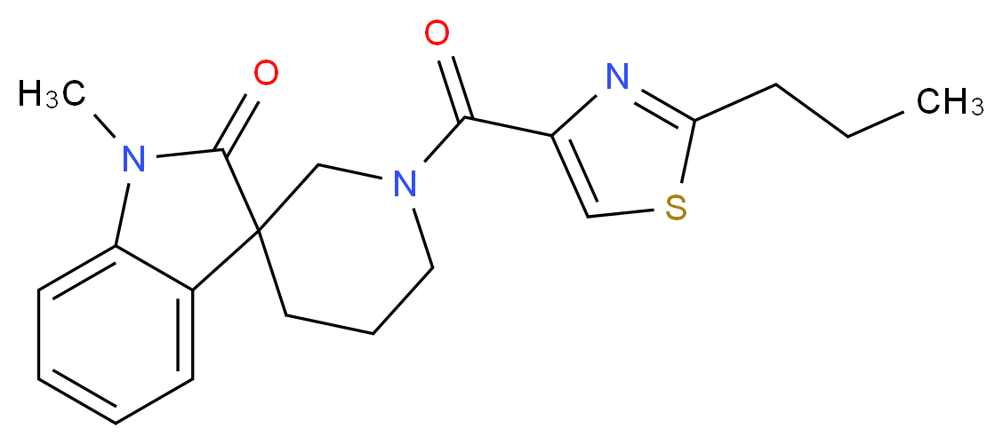 1-methyl-1'-[(2-propyl-1,3-thiazol-4-yl)carbonyl]spiro[indole-3,3'-piperidin]-2(1H)-one_Molecular_structure_CAS_)