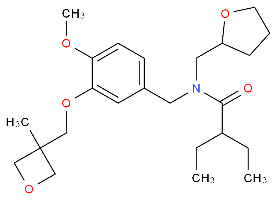 2-ethyl-N-{4-methoxy-3-[(3-methyl-3-oxetanyl)methoxy]benzyl}-N-(tetrahydro-2-furanylmethyl)butanamide_Molecular_structure_CAS_)