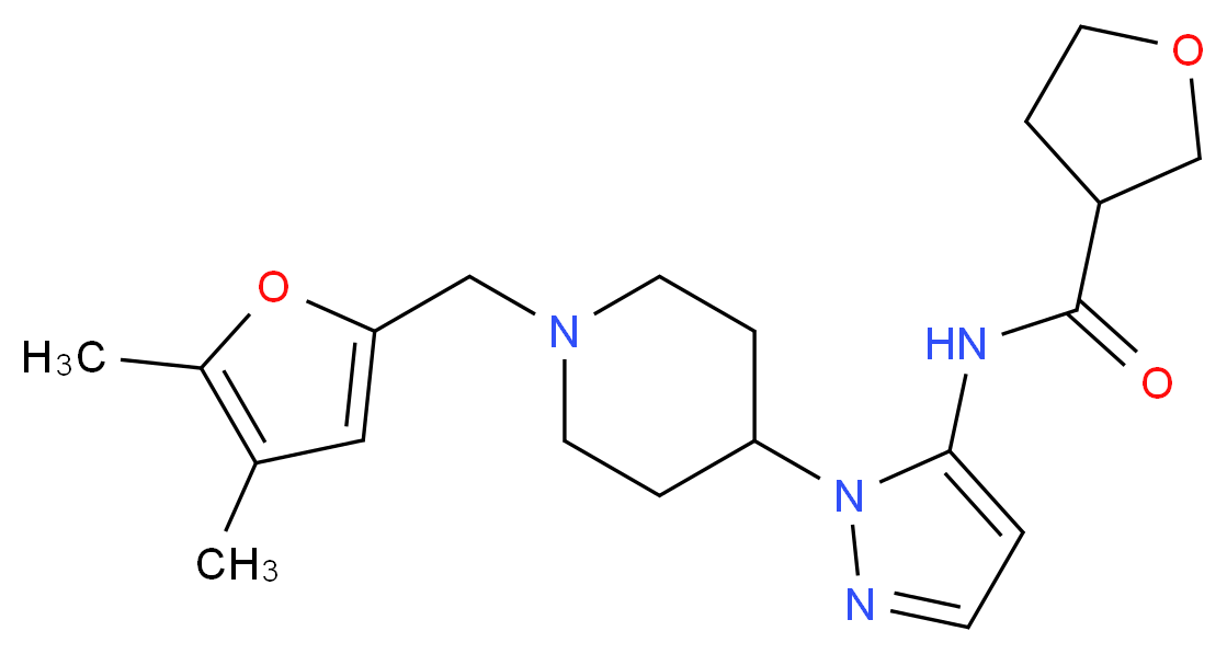 N-(1-{1-[(4,5-dimethyl-2-furyl)methyl]-4-piperidinyl}-1H-pyrazol-5-yl)tetrahydro-3-furancarboxamide_Molecular_structure_CAS_)