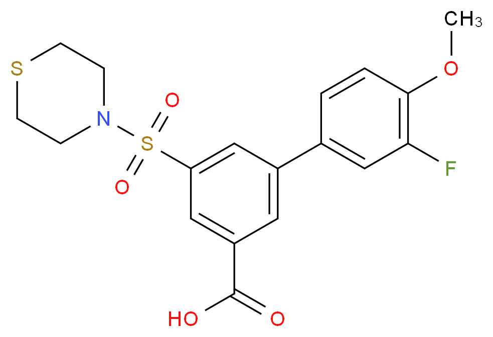 3'-fluoro-4'-methoxy-5-(thiomorpholin-4-ylsulfonyl)biphenyl-3-carboxylic acid_Molecular_structure_CAS_)