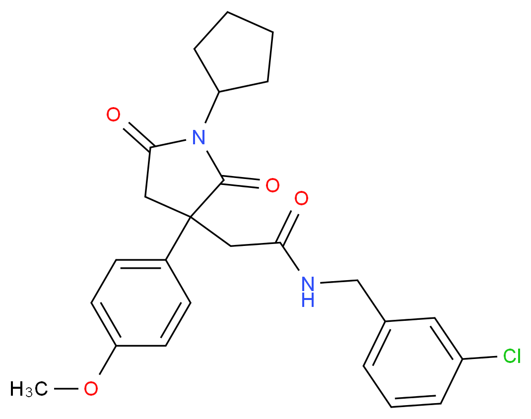 N-(3-chlorobenzyl)-2-[1-cyclopentyl-3-(4-methoxyphenyl)-2,5-dioxo-3-pyrrolidinyl]acetamide_Molecular_structure_CAS_)