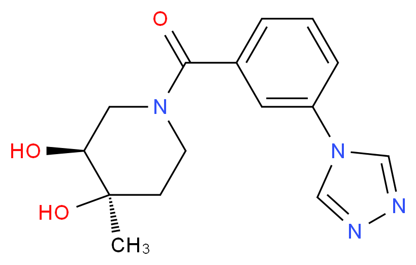 (3S*,4R*)-4-methyl-1-[3-(4H-1,2,4-triazol-4-yl)benzoyl]piperidine-3,4-diol_Molecular_structure_CAS_)