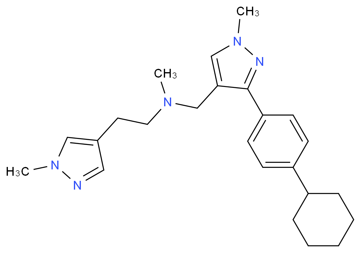 N-{[3-(4-cyclohexylphenyl)-1-methyl-1H-pyrazol-4-yl]methyl}-N-methyl-2-(1-methyl-1H-pyrazol-4-yl)ethanamine_Molecular_structure_CAS_)