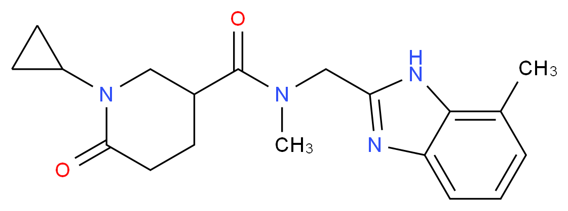 1-cyclopropyl-N-methyl-N-[(7-methyl-1H-benzimidazol-2-yl)methyl]-6-oxo-3-piperidinecarboxamide_Molecular_structure_CAS_)
