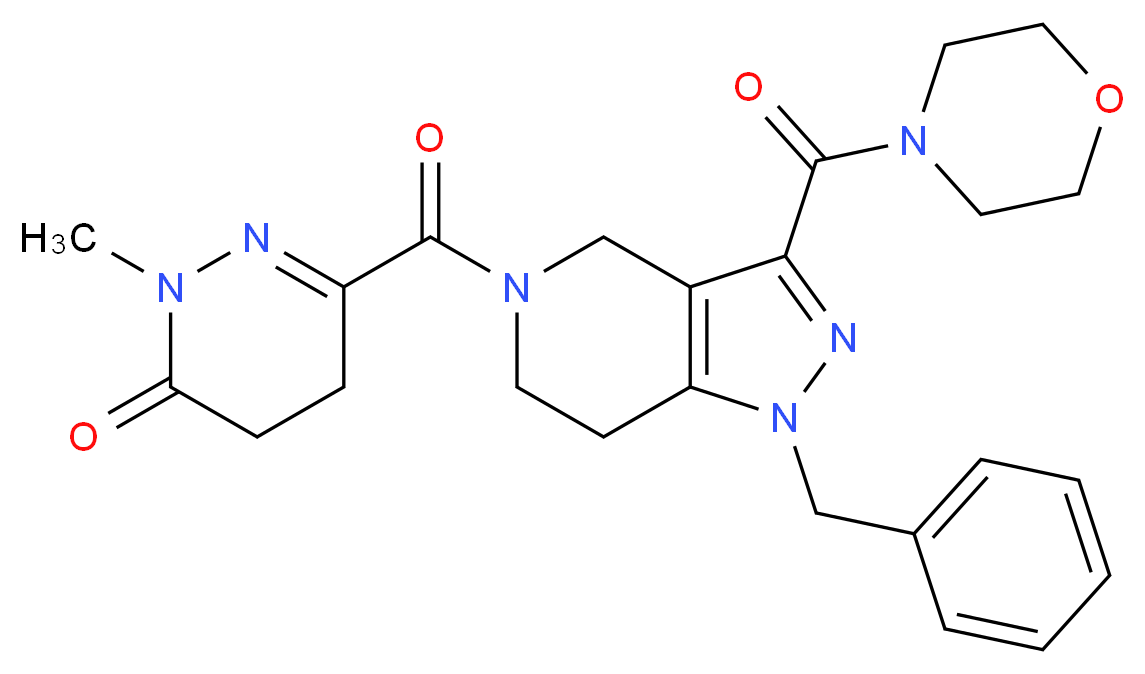 6-{[1-benzyl-3-(4-morpholinylcarbonyl)-1,4,6,7-tetrahydro-5H-pyrazolo[4,3-c]pyridin-5-yl]carbonyl}-2-methyl-4,5-dihydro-3(2H)-pyridazinone_Molecular_structure_CAS_)