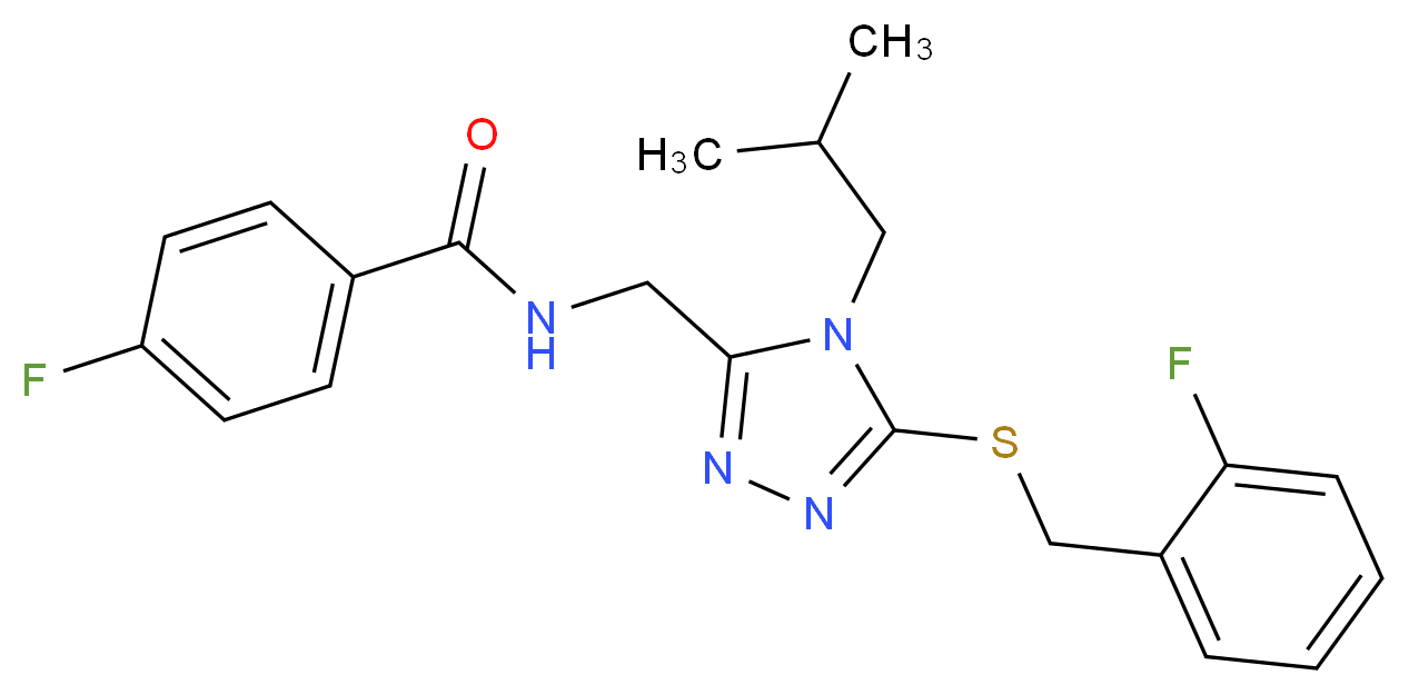 4-fluoro-N-({5-[(2-fluorobenzyl)thio]-4-isobutyl-4H-1,2,4-triazol-3-yl}methyl)benzamide_Molecular_structure_CAS_)