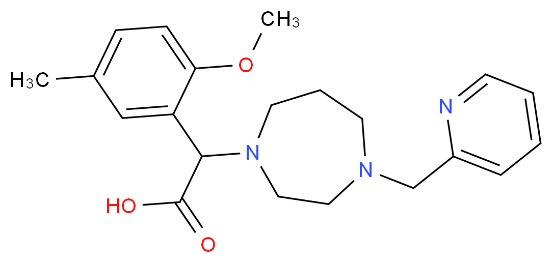 (2-methoxy-5-methylphenyl)[4-(pyridin-2-ylmethyl)-1,4-diazepan-1-yl]acetic acid_Molecular_structure_CAS_)