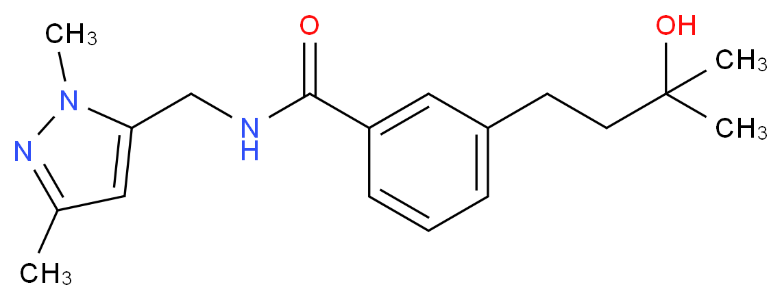 N-[(1,3-dimethyl-1H-pyrazol-5-yl)methyl]-3-(3-hydroxy-3-methylbutyl)benzamide_Molecular_structure_CAS_)