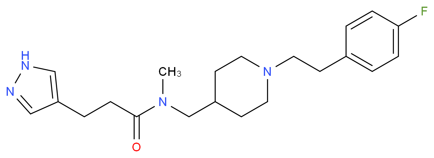 N-({1-[2-(4-fluorophenyl)ethyl]-4-piperidinyl}methyl)-N-methyl-3-(1H-pyrazol-4-yl)propanamide_Molecular_structure_CAS_)